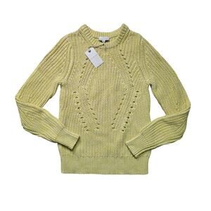 Lucky Brand Pullover Sweater Women M Lemonade Cotton Cable Knit
